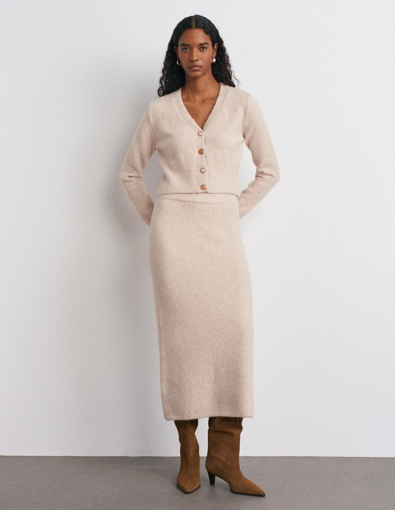 Cardigan Beige Detailed Buttons