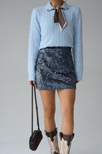 Blue Sweater with Scarf