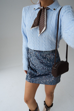 Blue Sweater with Scarf