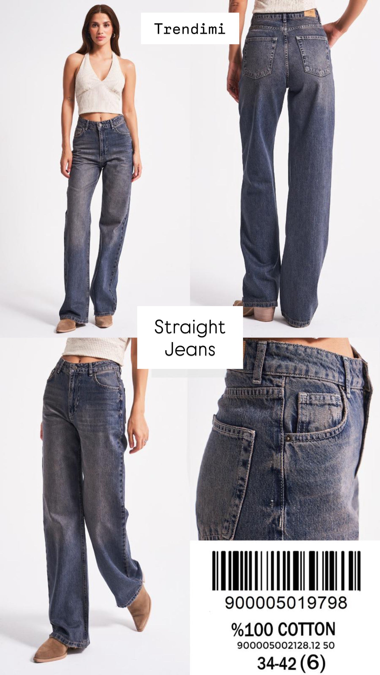 Blue / Greige Straight Fit