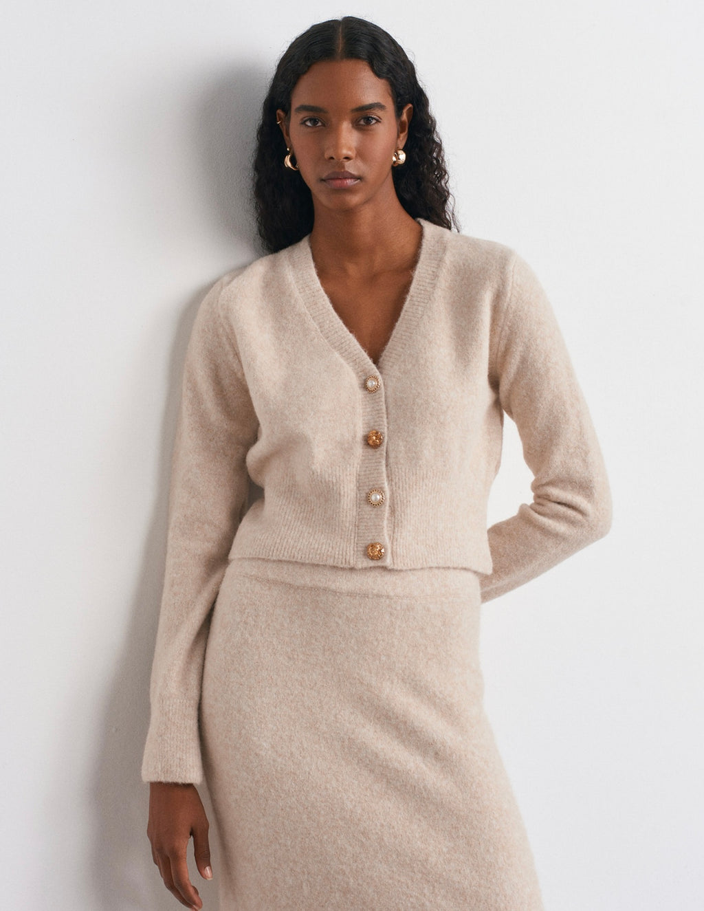 Cardigan Beige Detailed Buttons