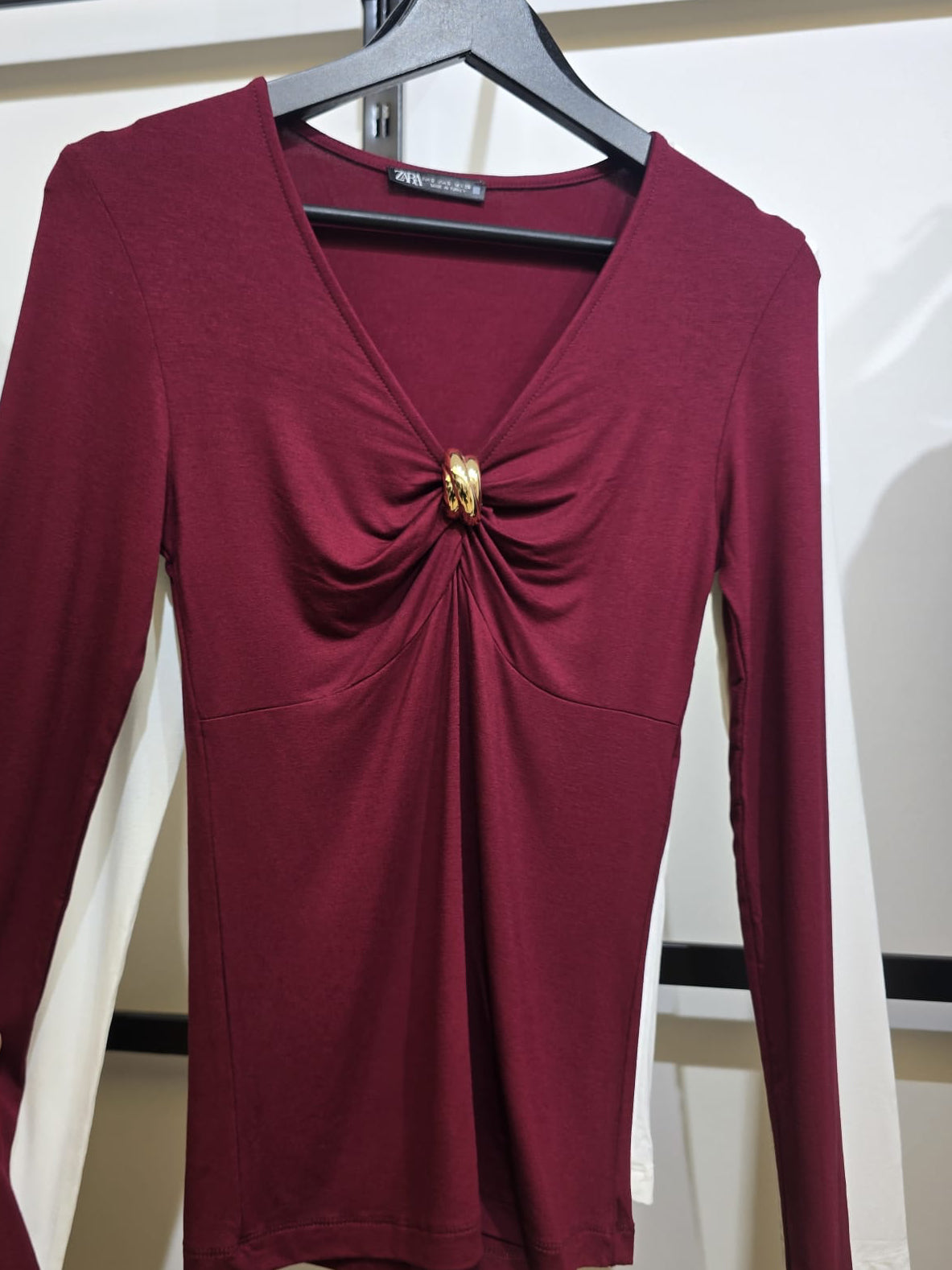 Bordeaux Blouse With Gold Buckle