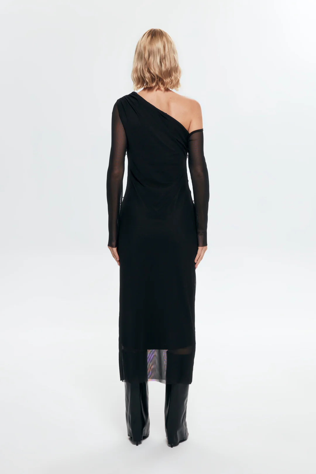 Asymmetric Tulle Midi Dress