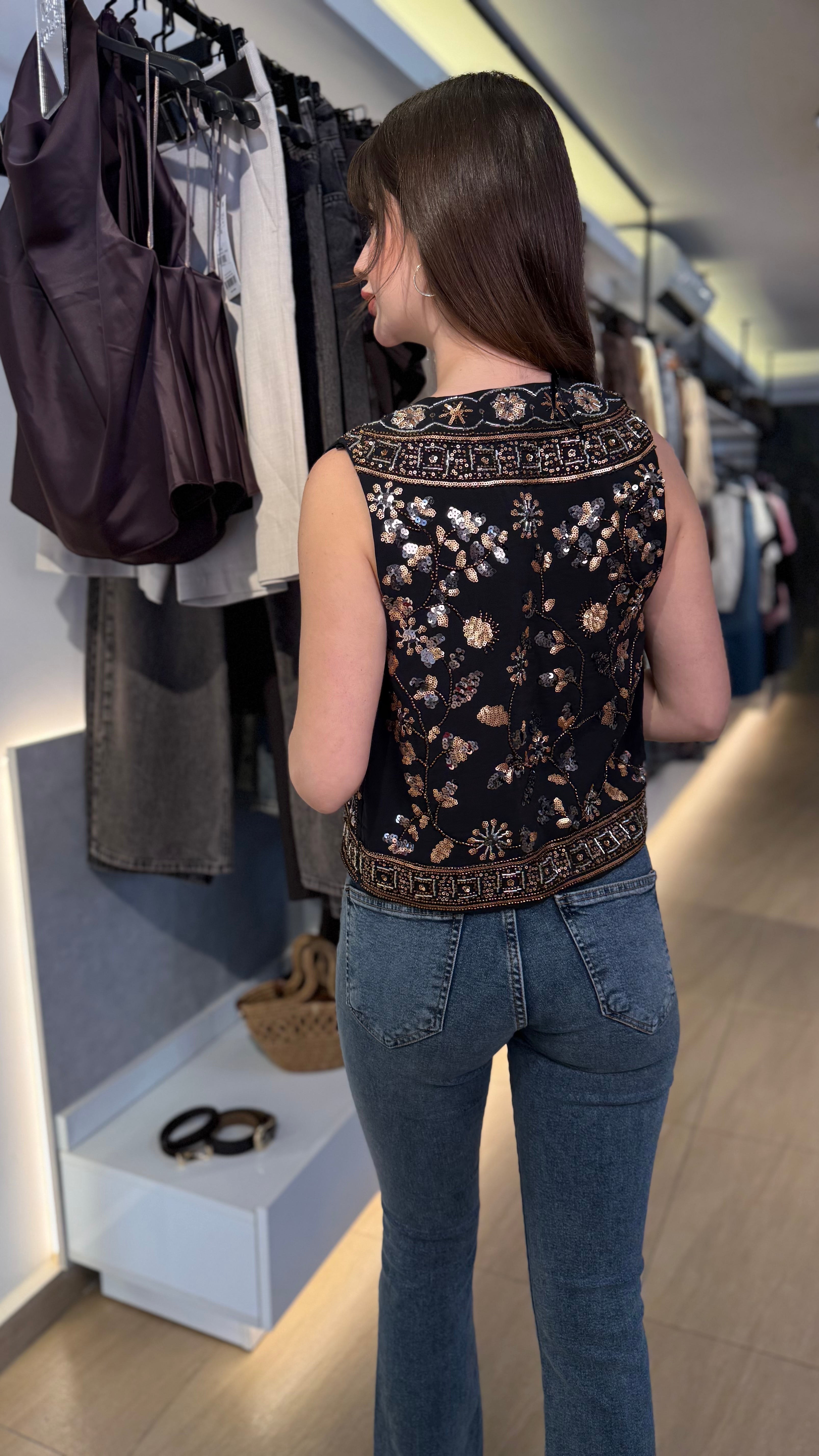 Black Beaded Vest