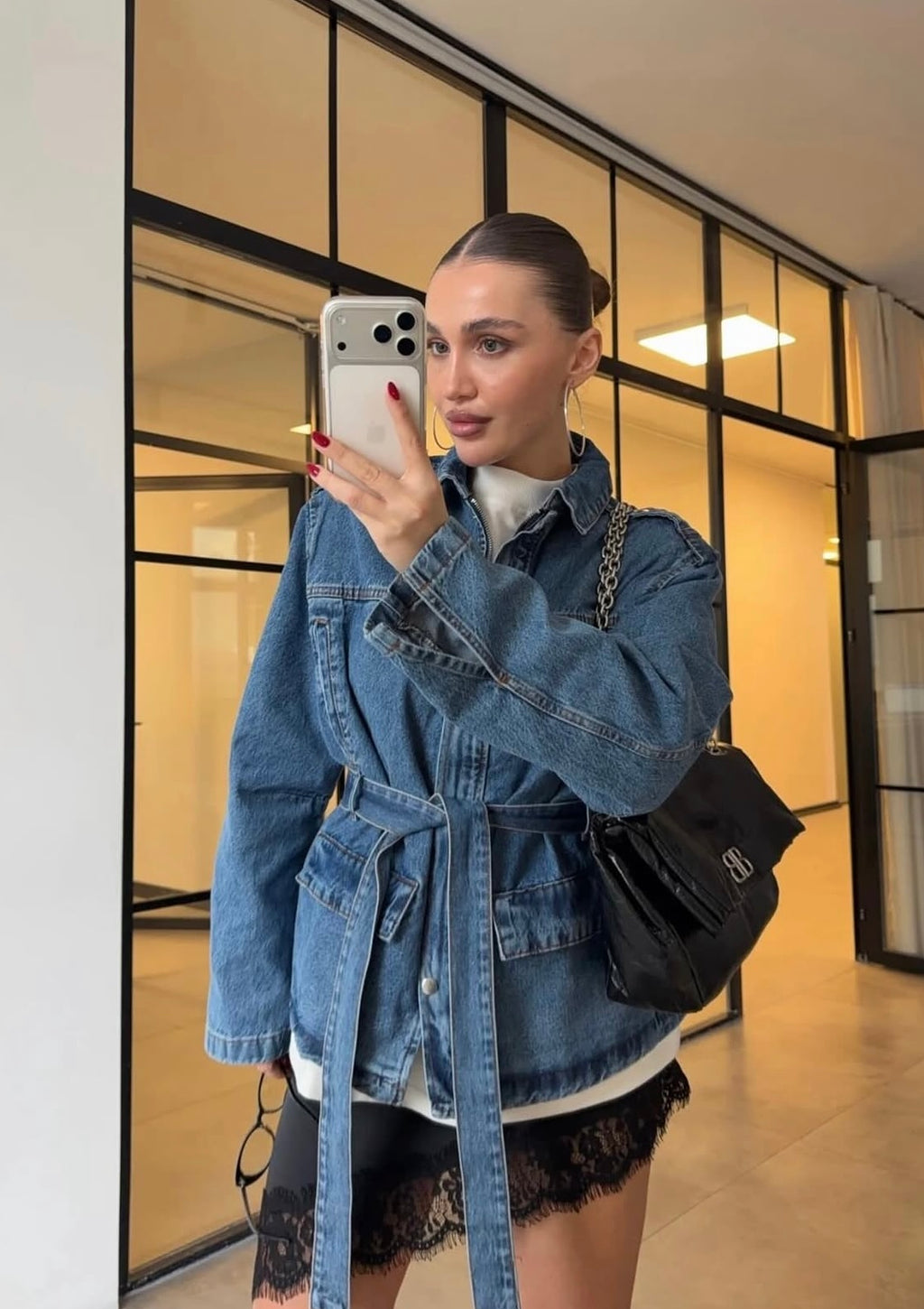 Belted-denim Jacket