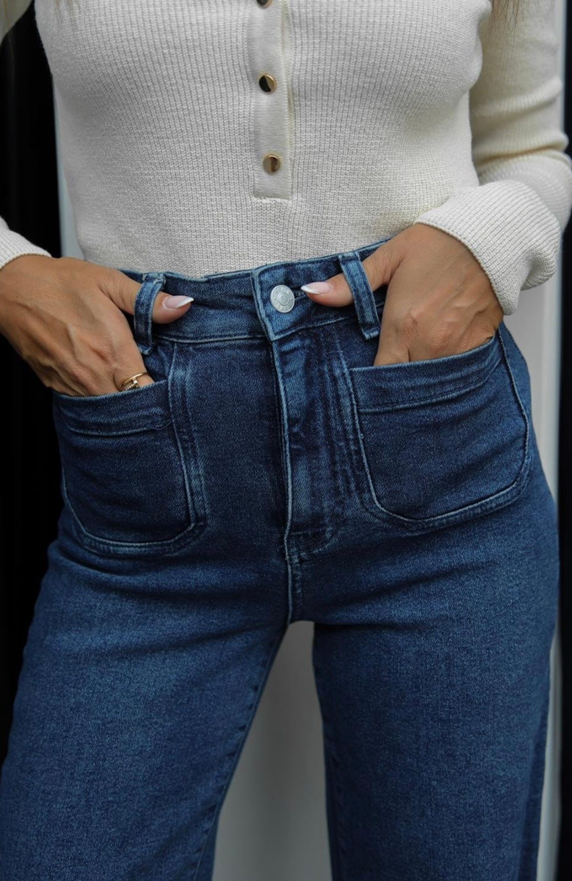 Front Pocket Wide Leg Jeans