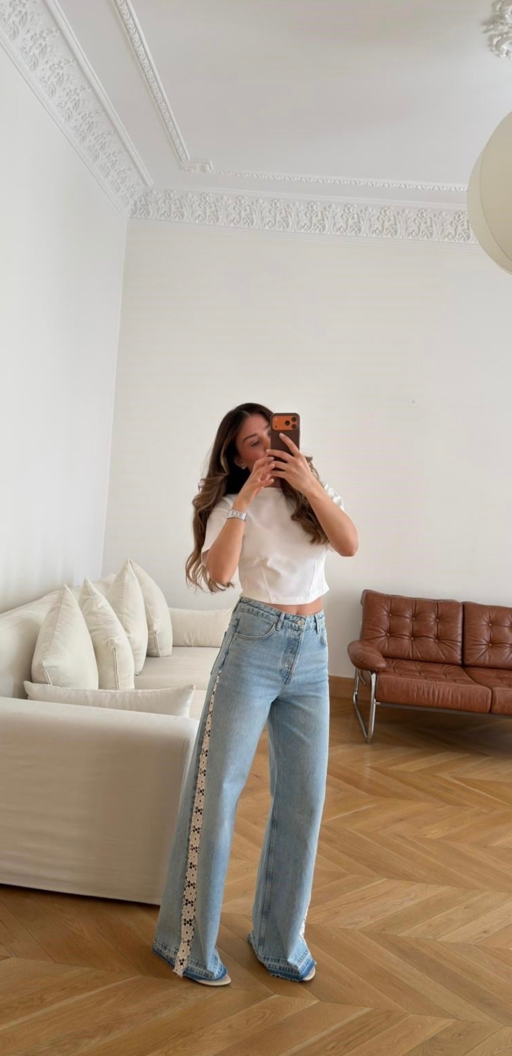 Beige detailed Jeans
