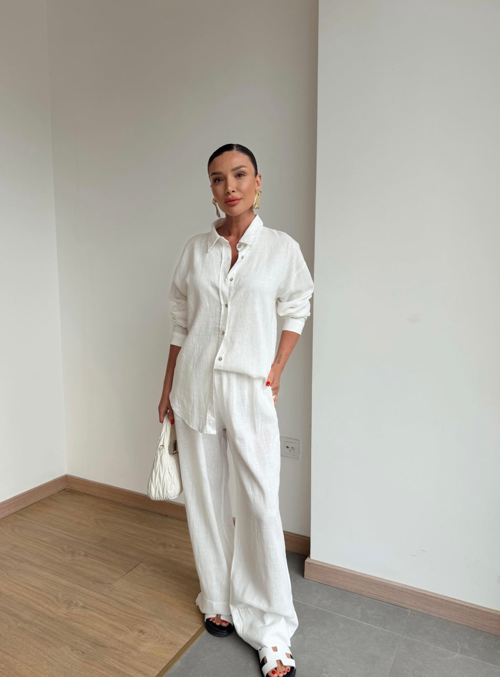Pure linen set - White