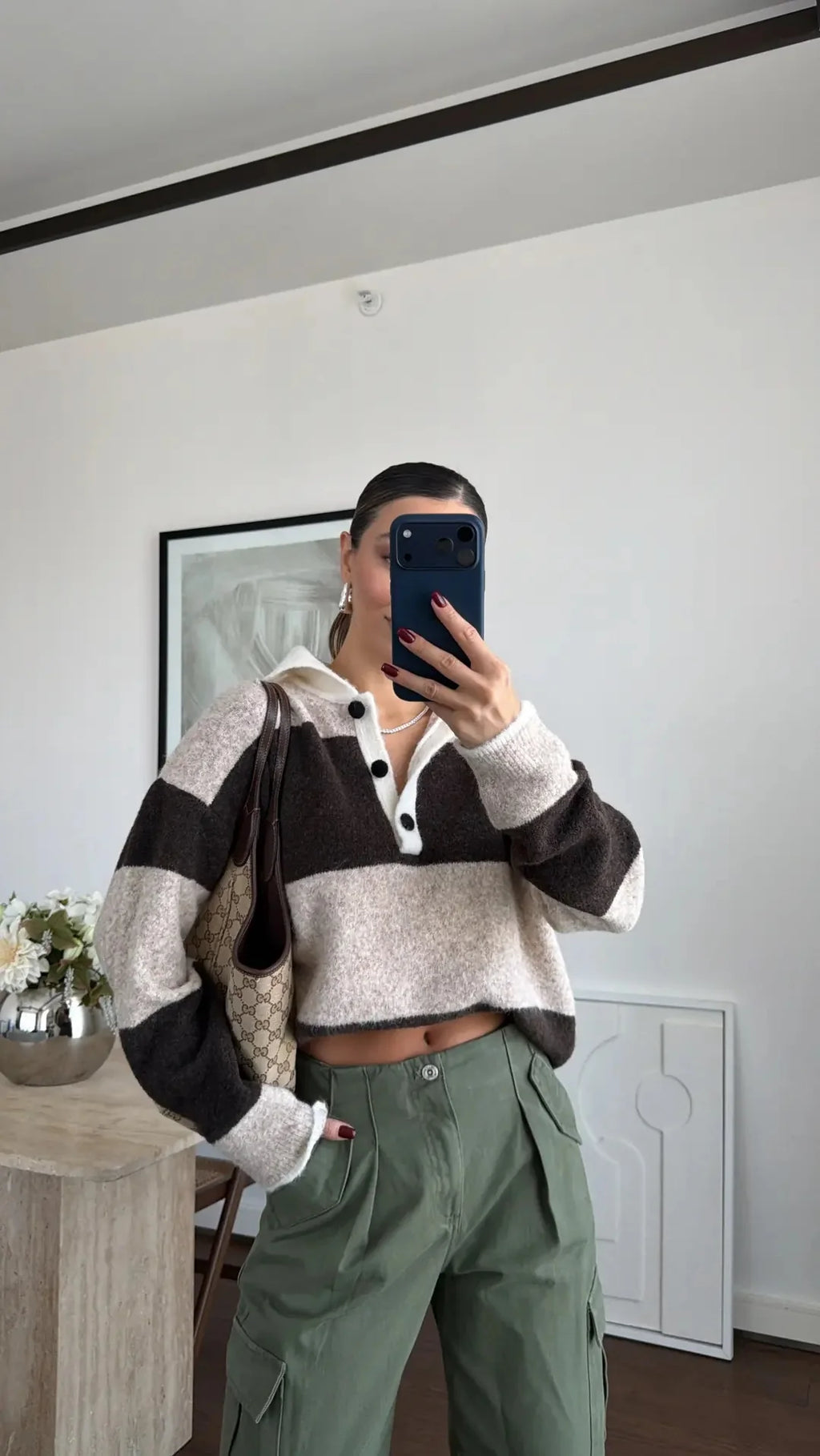 Stripe Polo Knit - Brown