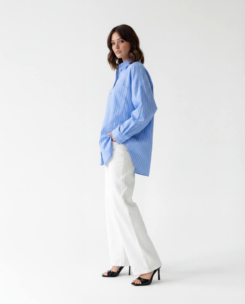 Oversized Striped Shirt - Blue