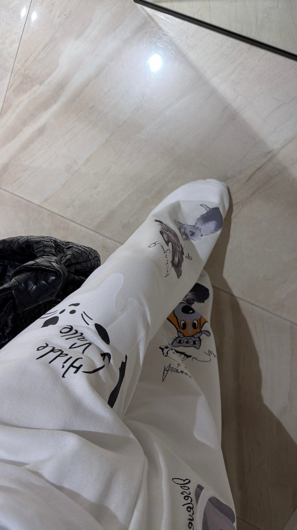 White Sweatpants with Cartoon Prints