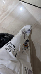 White Sweatpants with Cartoon Prints