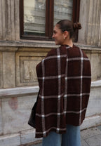 Plaid Cardigan with Scarf
