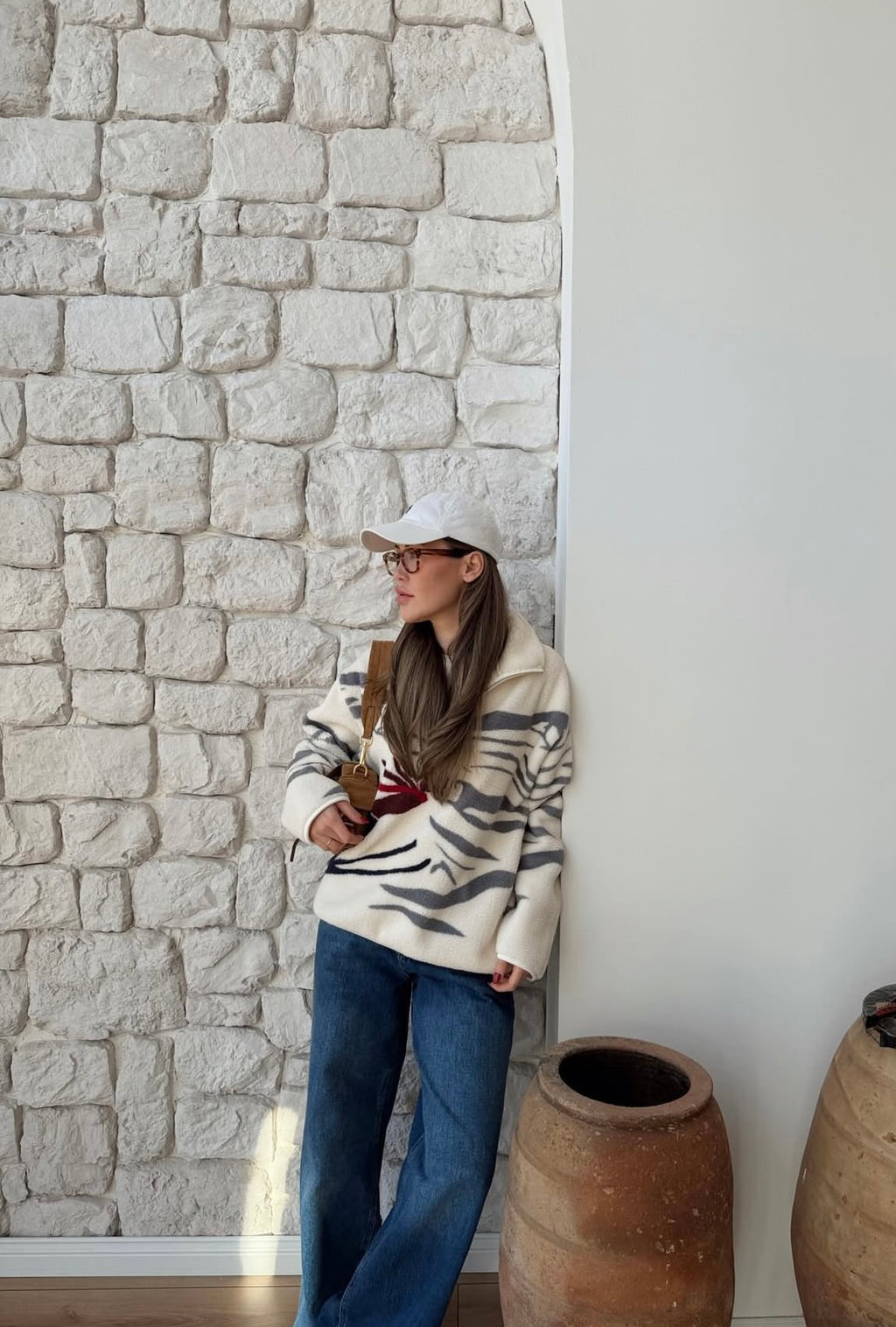 Grey print Ski-sweater