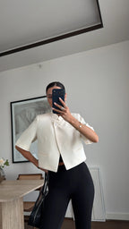 Cropped Blazer - white