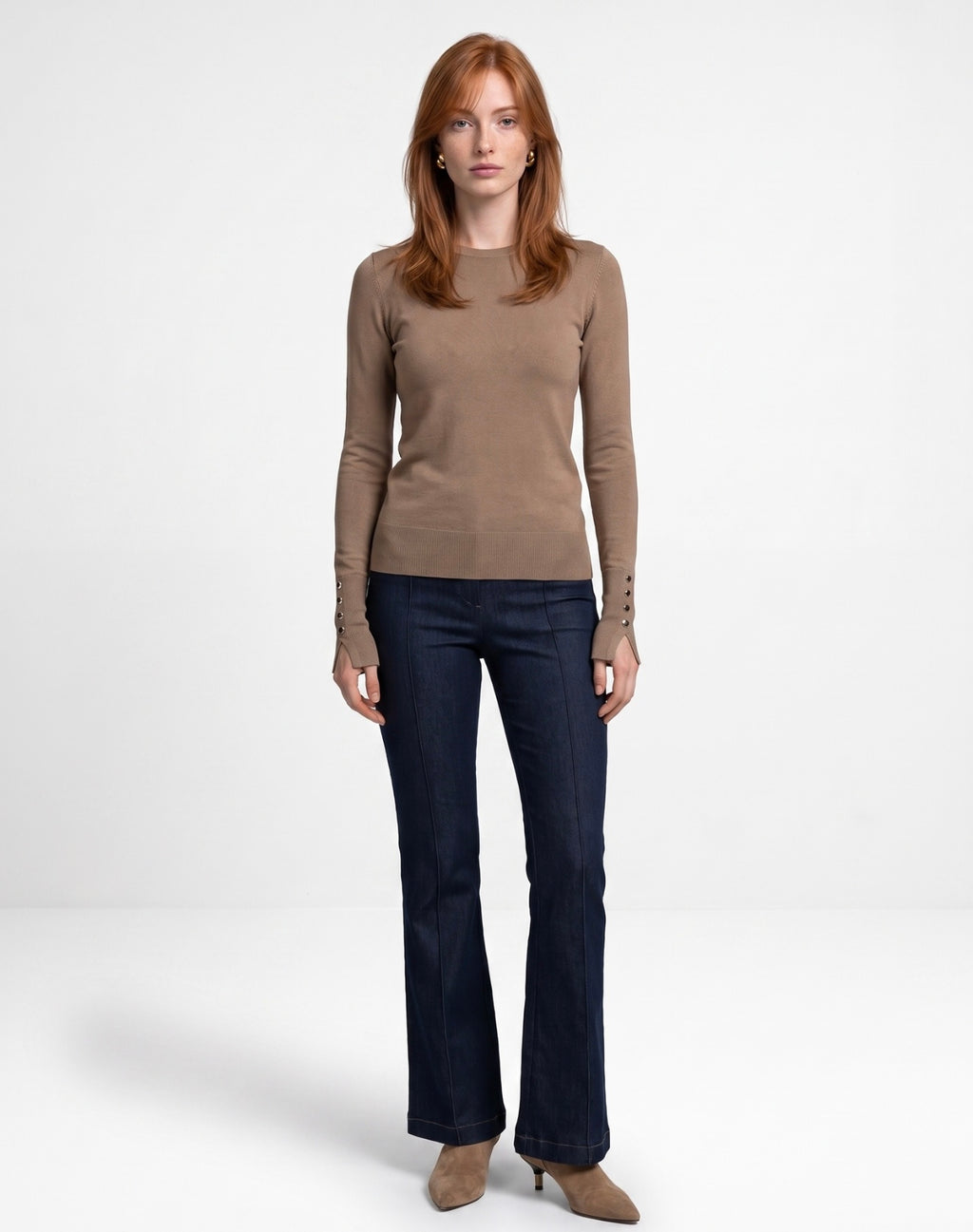 Cuff Button Top - Mocha