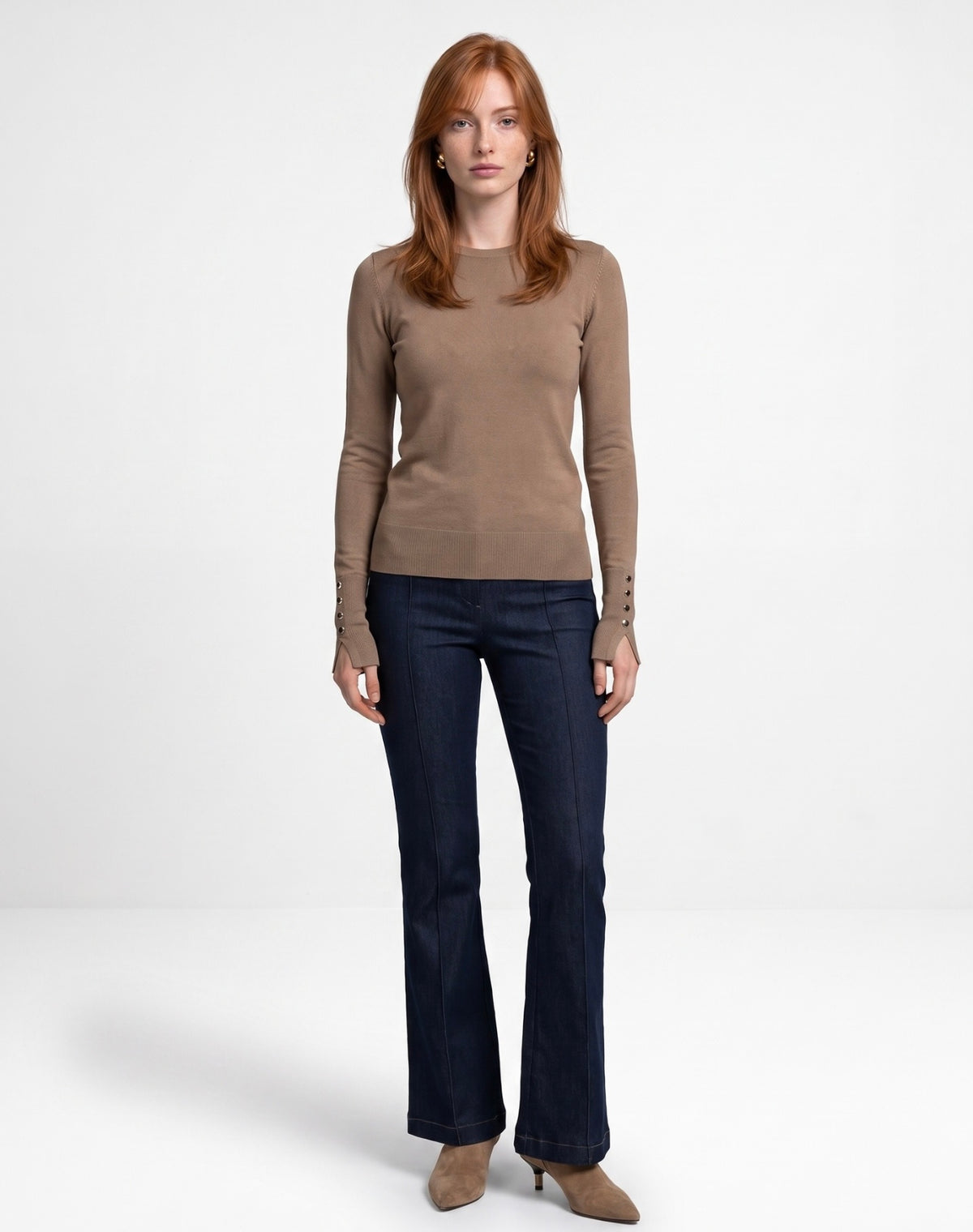 Cuff Button Top - Mocha