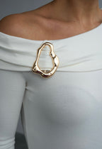 White off shoulder buckled top