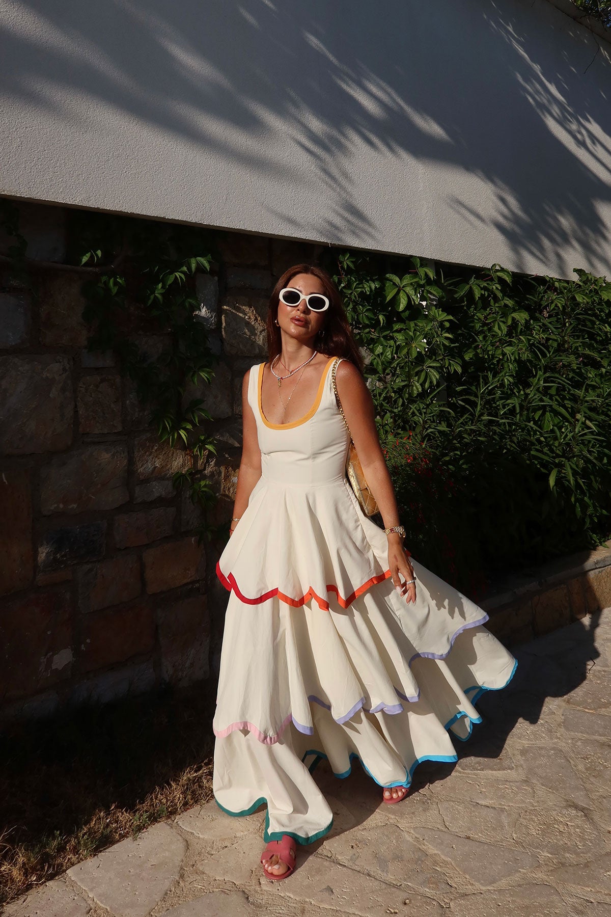 Rainbow Trim Maxi Dress