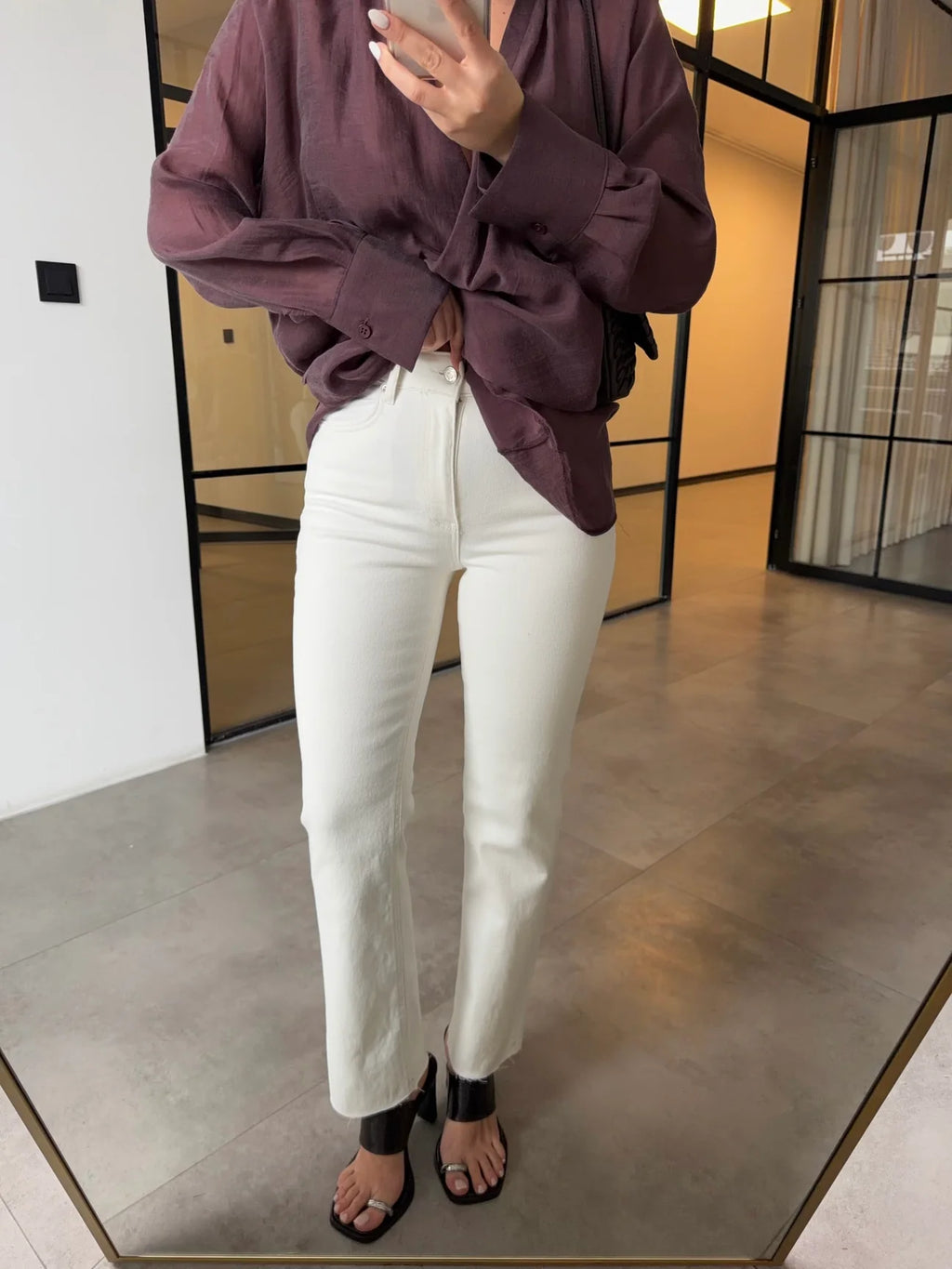 Lycra Mom-fit Jeans - Beige