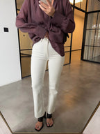Lycra Mom-fit Jeans - Beige