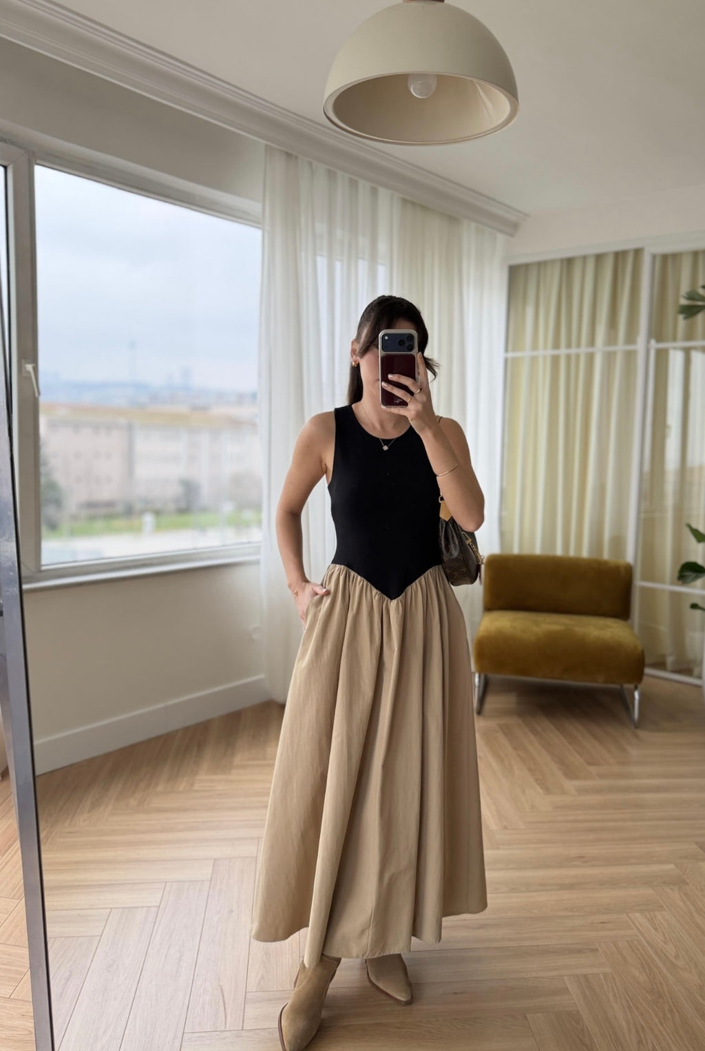 Veroni Black-Beige Dress