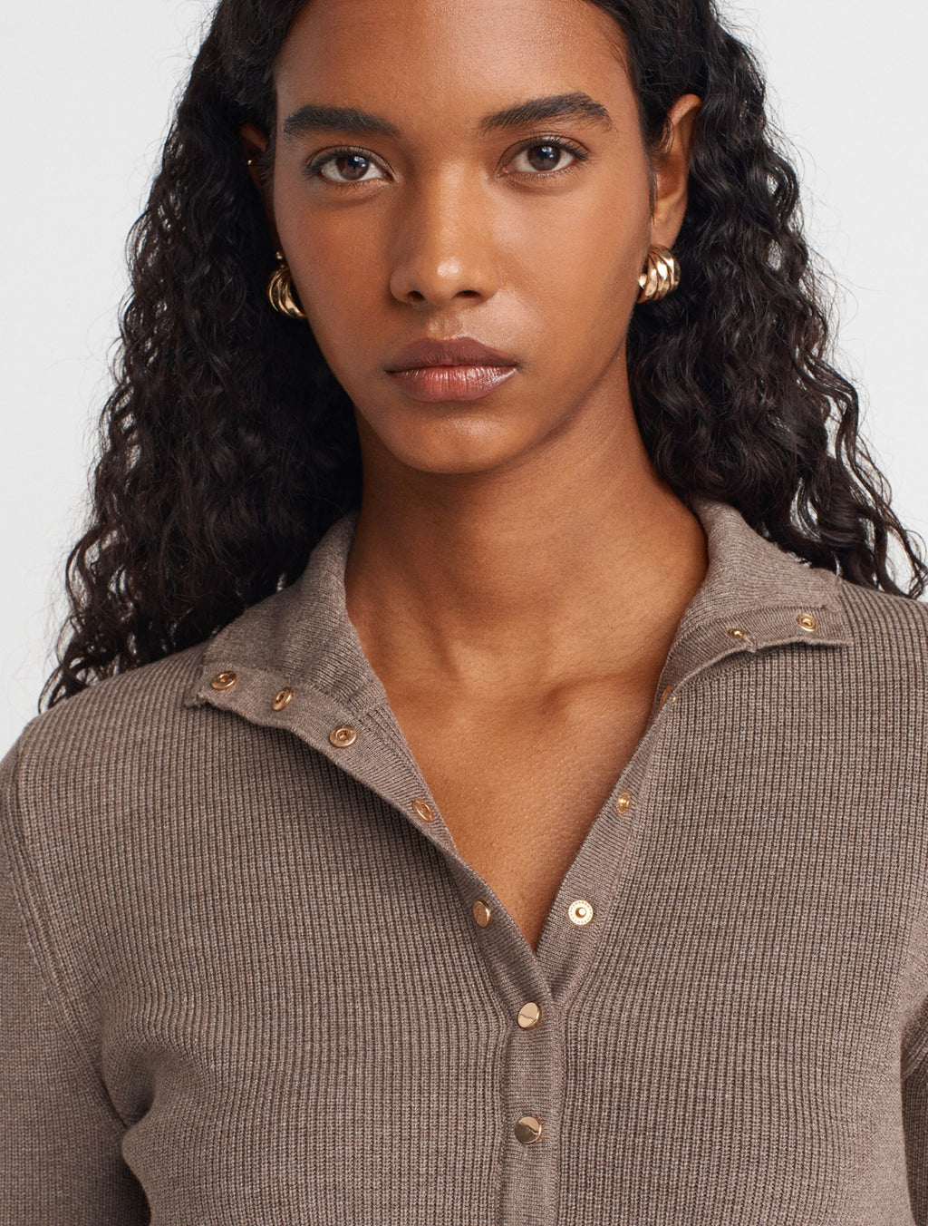 Taupe Stand Collar Sweater