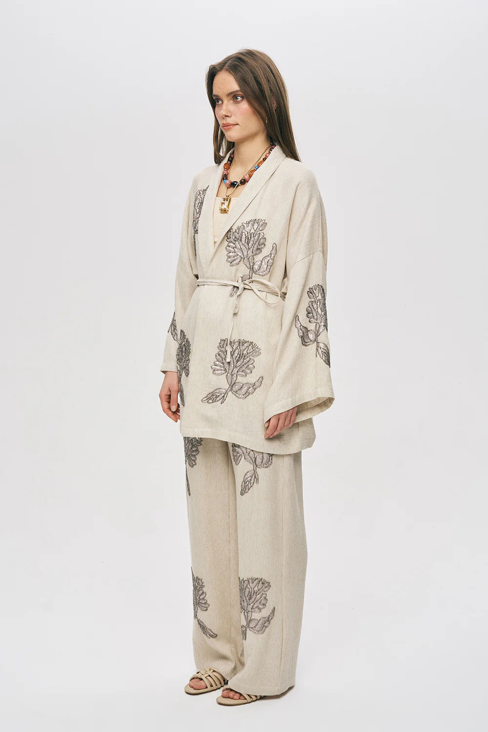 Linen Kimono with Embroidery
