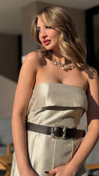 Belted-metallic Jumpsuit
