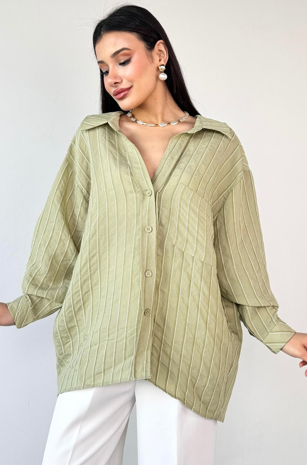 Oversized khaki shirt