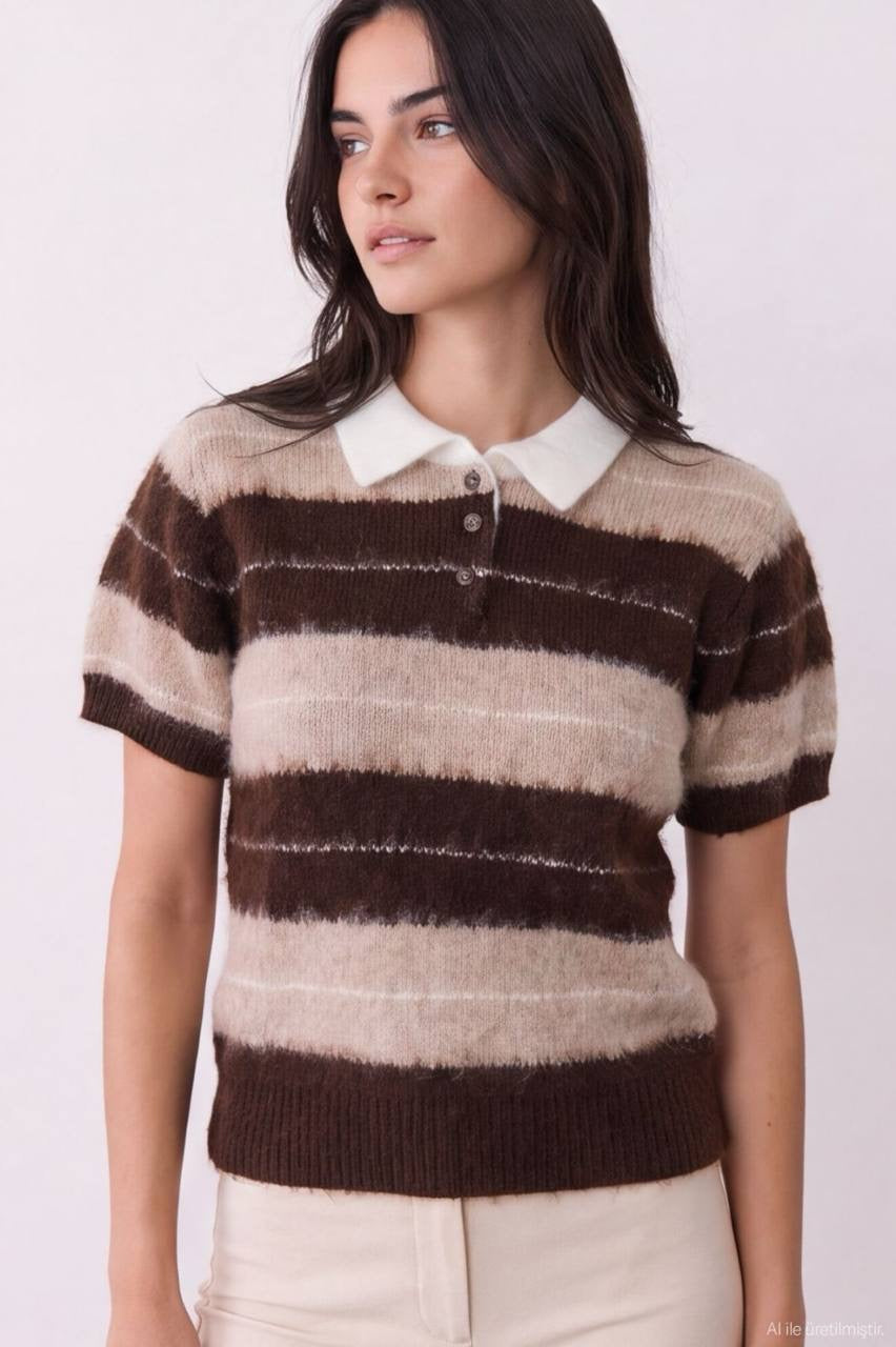 Brown Stripe Polo