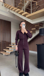 Burgundy Buttoned Set