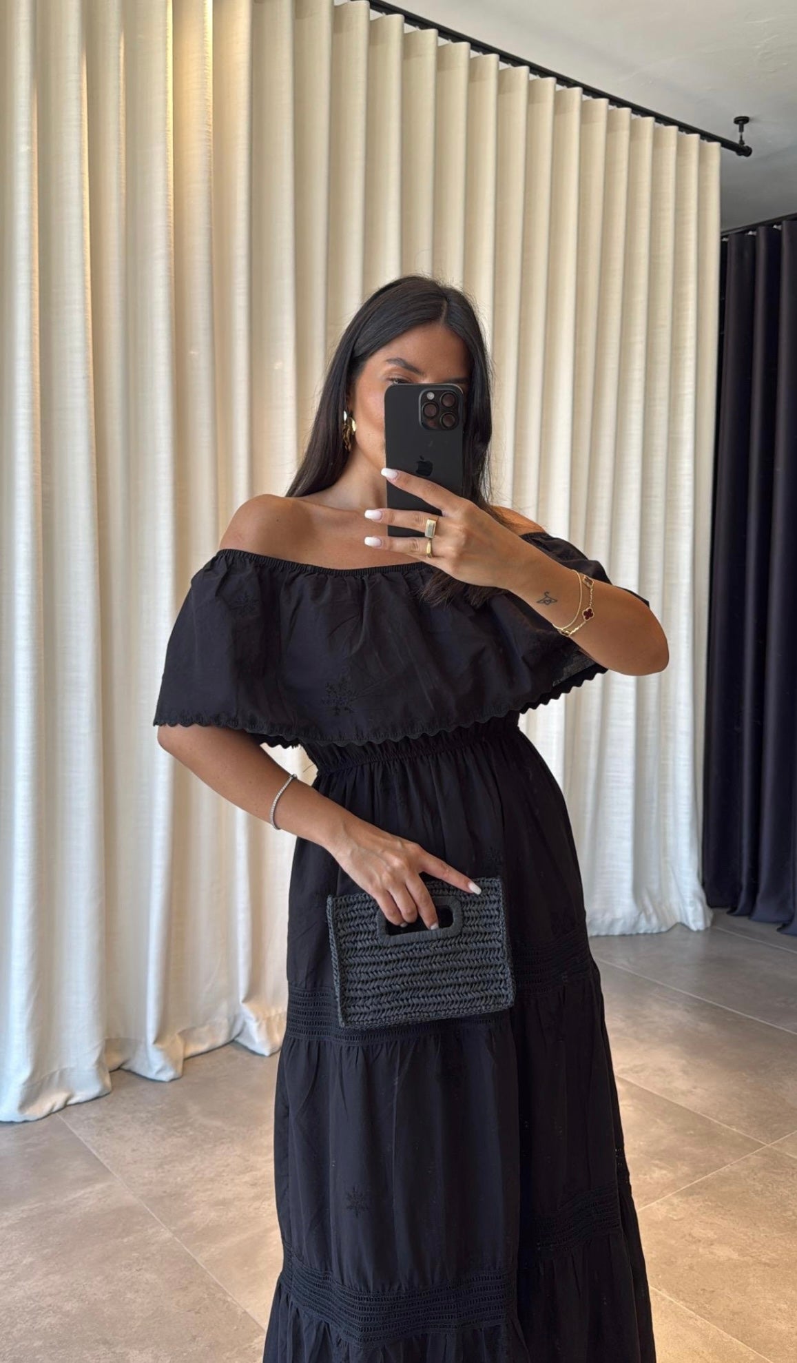 Off-shoulder collar dress