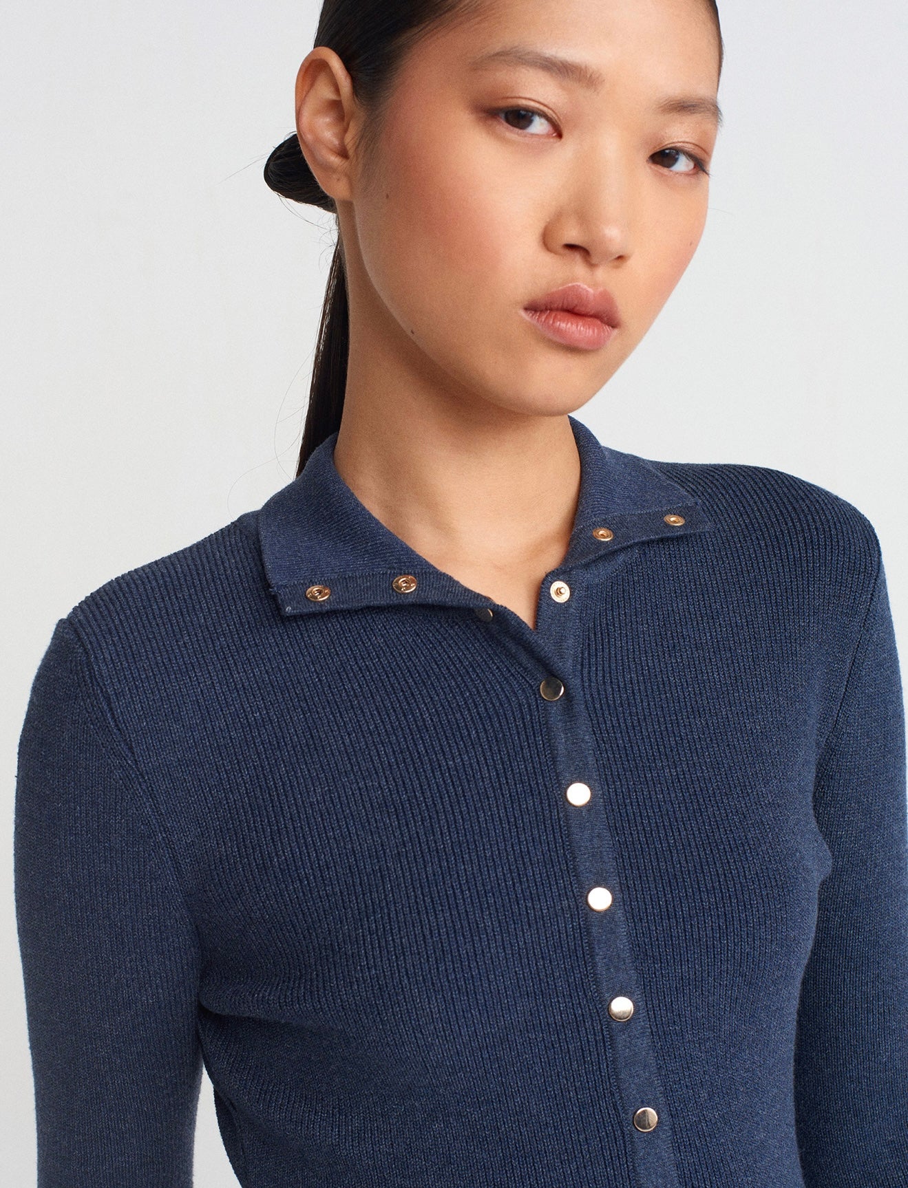 Indigo Stand Collar Sweater