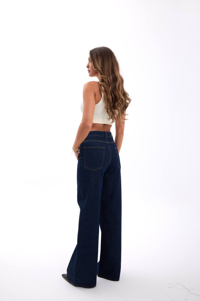 Navy Wide Leg Jeans