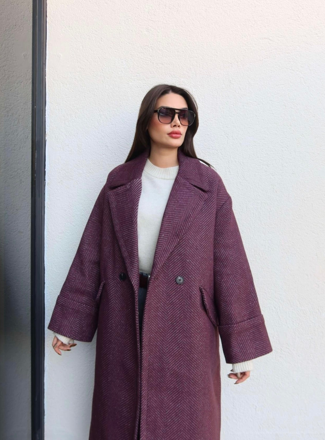 Burgundy Oversized Coat