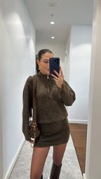 Brown Triko Skirt-Set