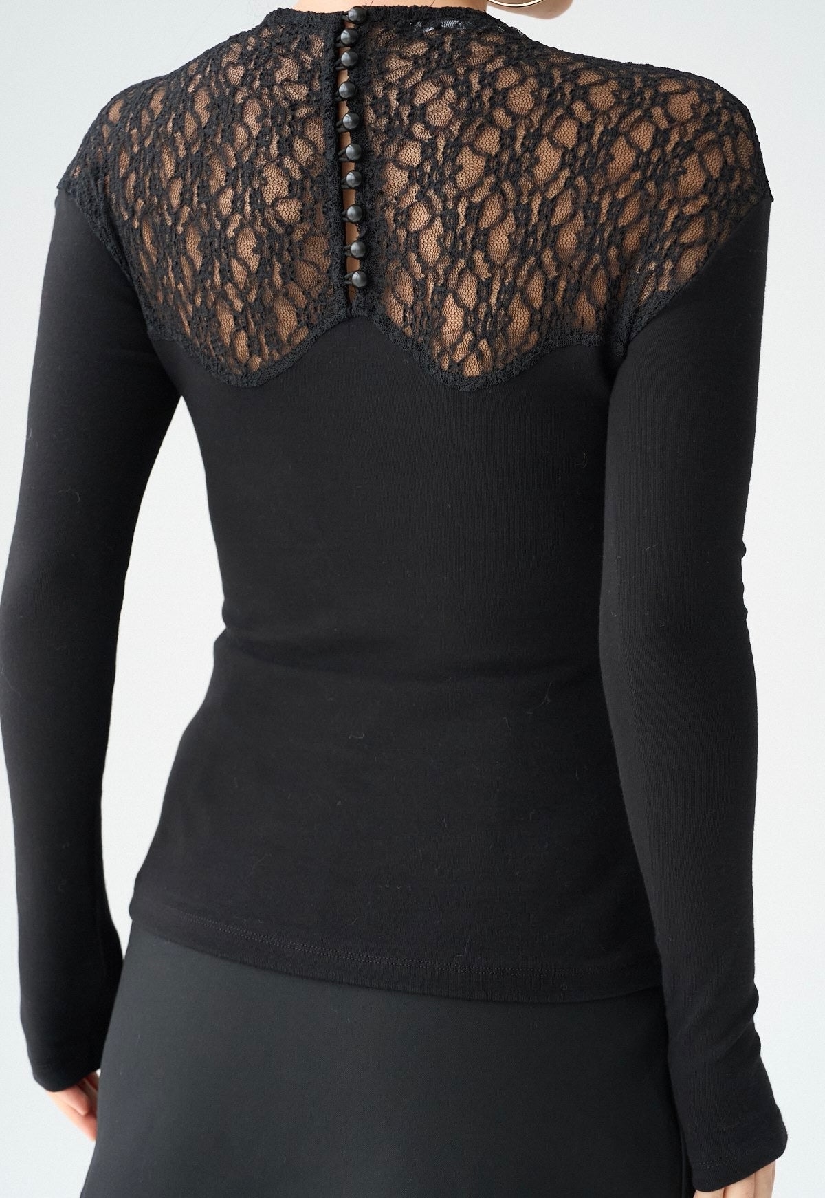 Black Lace Detailed Top