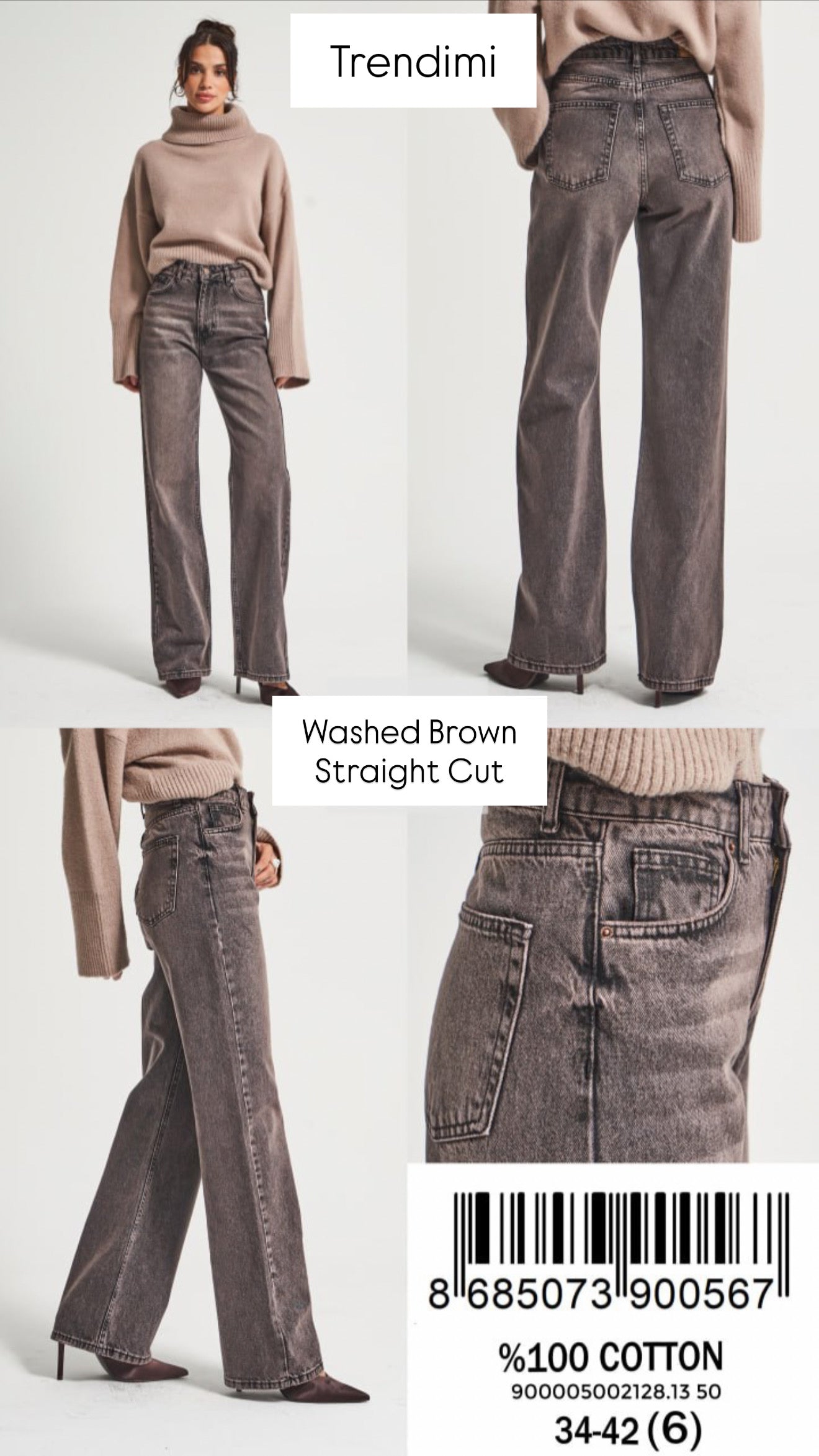 Washed Brown Jeans