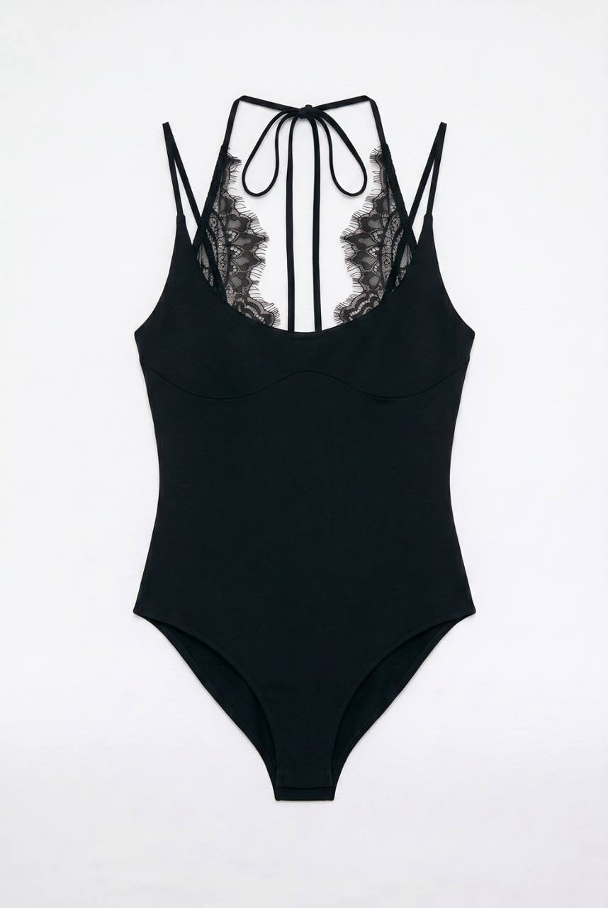 Lace detailed Bodysuit - Black