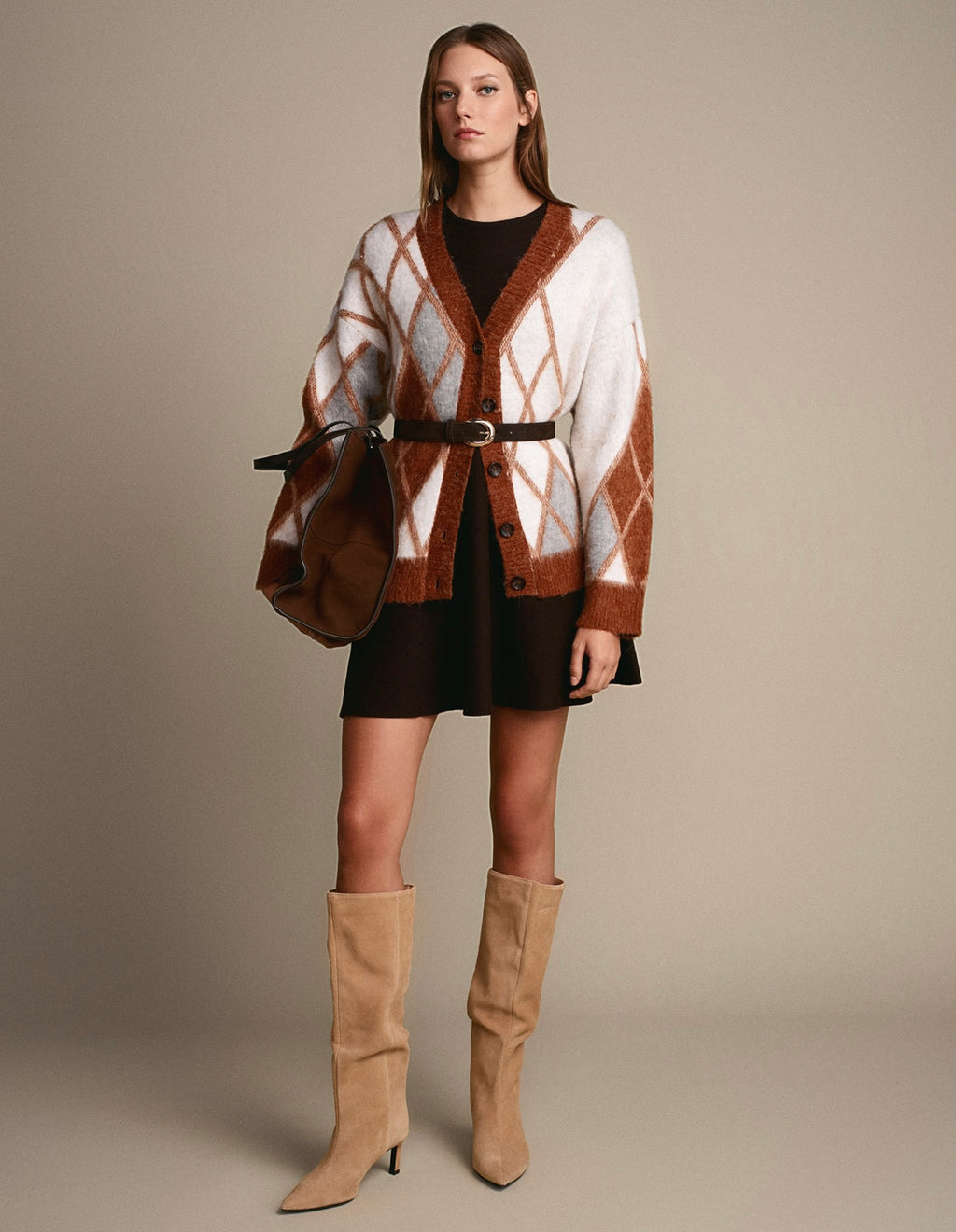 Argyle Cardigan caramel