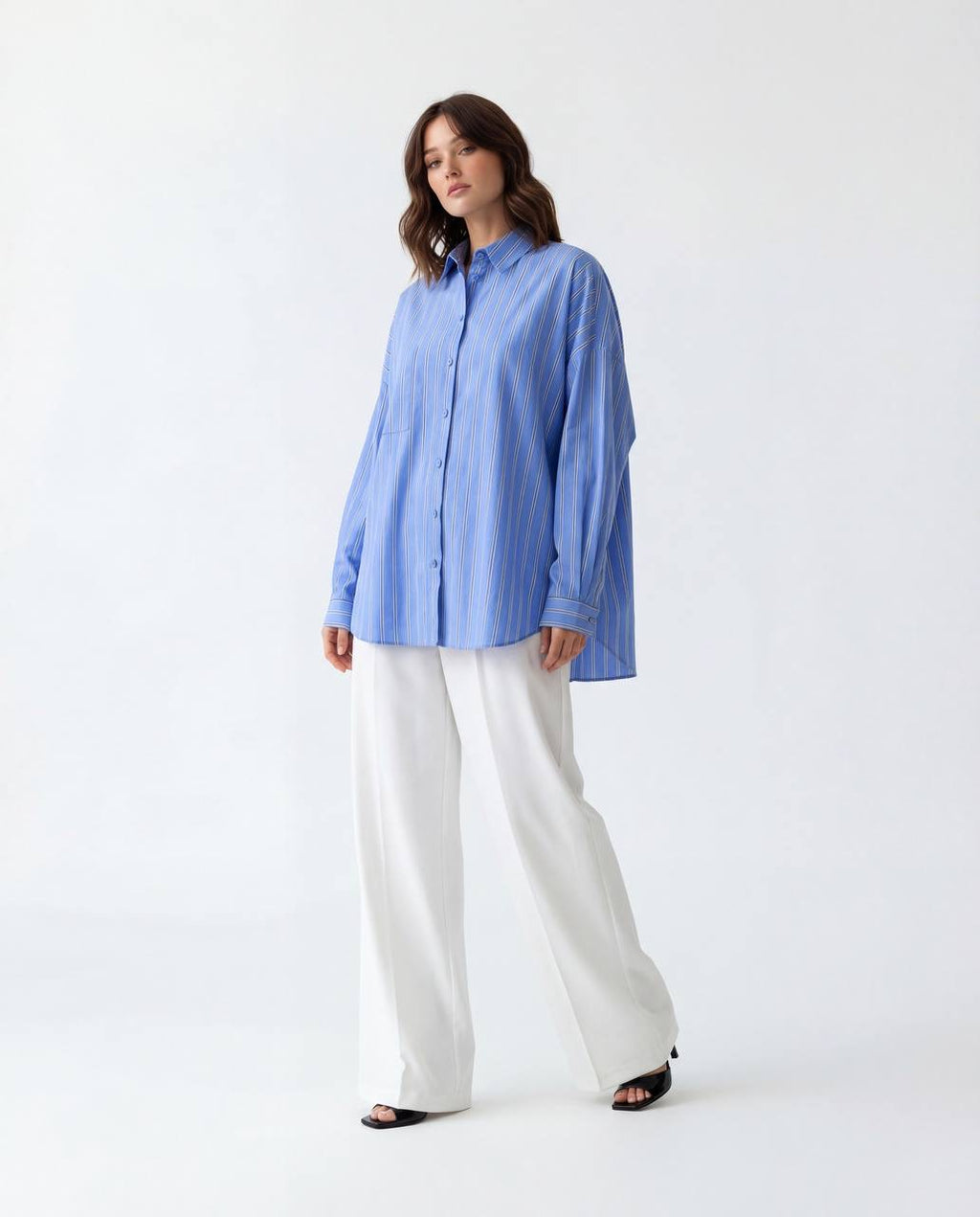 Oversized Striped Shirt - Blue