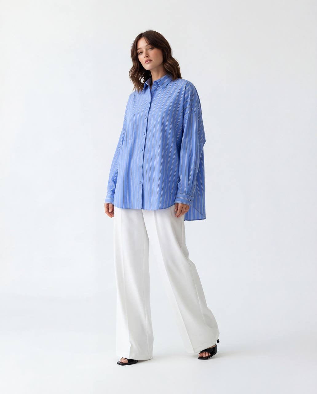 Oversized Striped Shirt - Blue