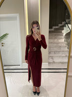 Buckled Dress - Bordeaux