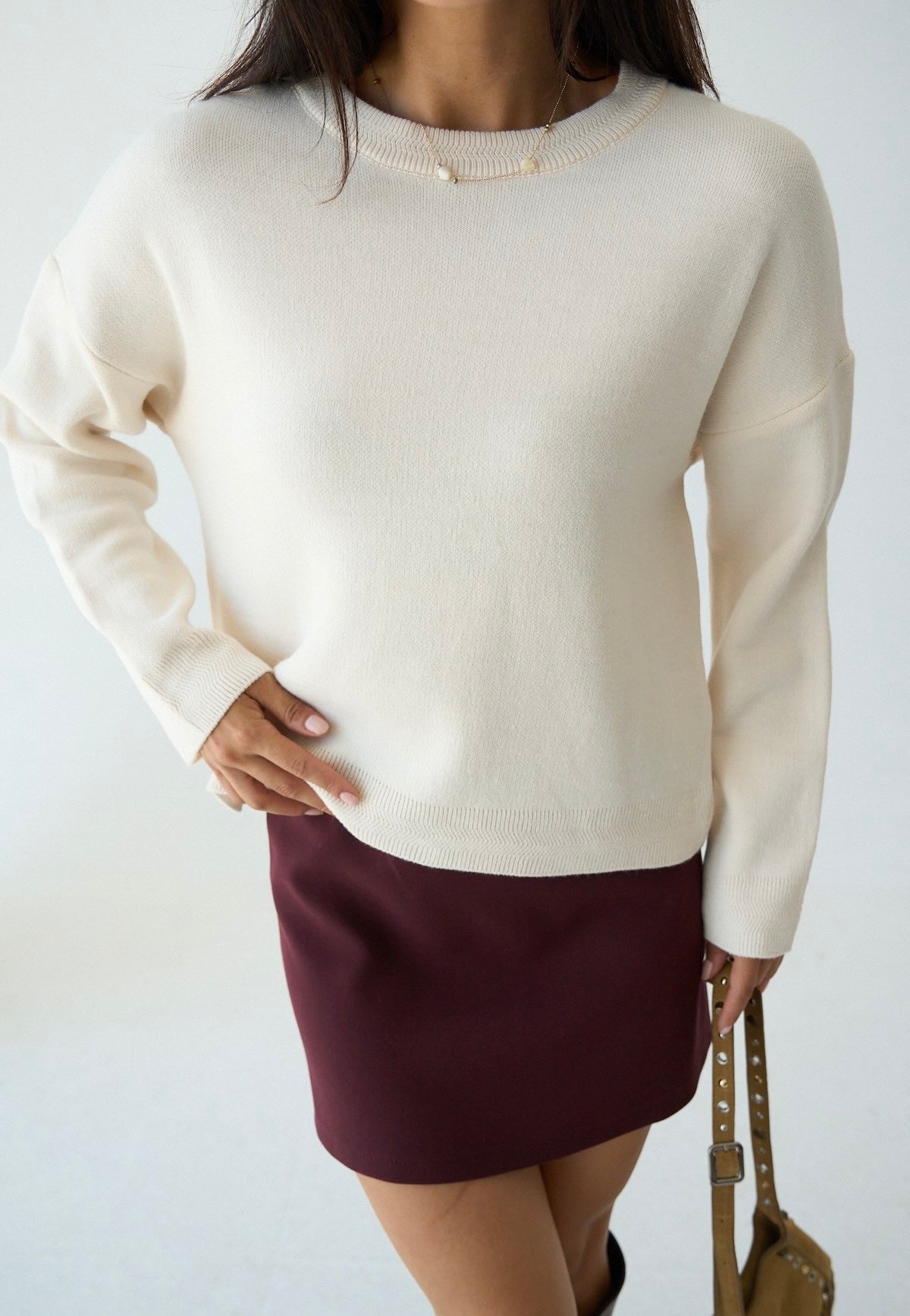 Ecru Round Neck Sweater