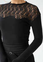 Black Lace Detailed Top