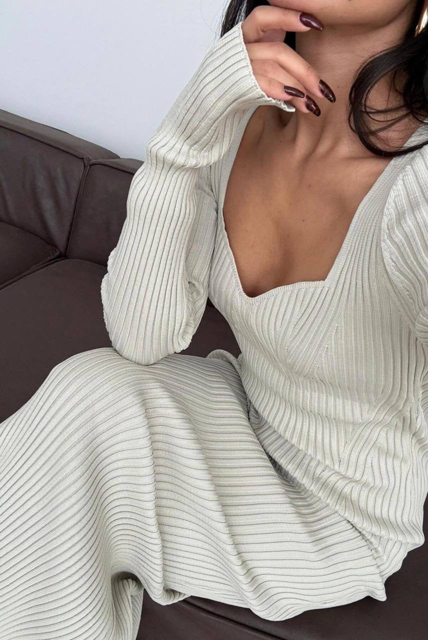 Cream Dress with Slit