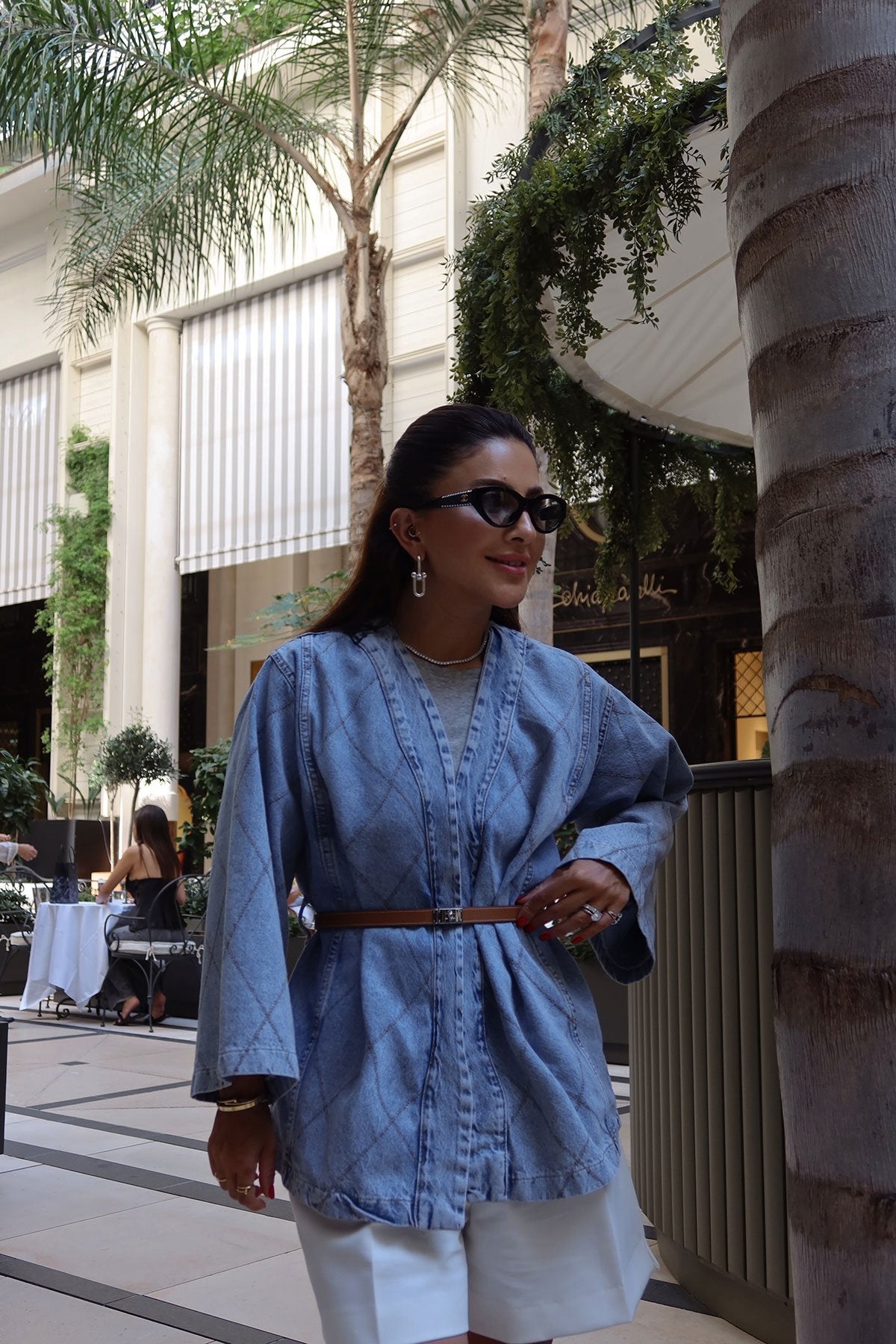 Belted Denim Kimono