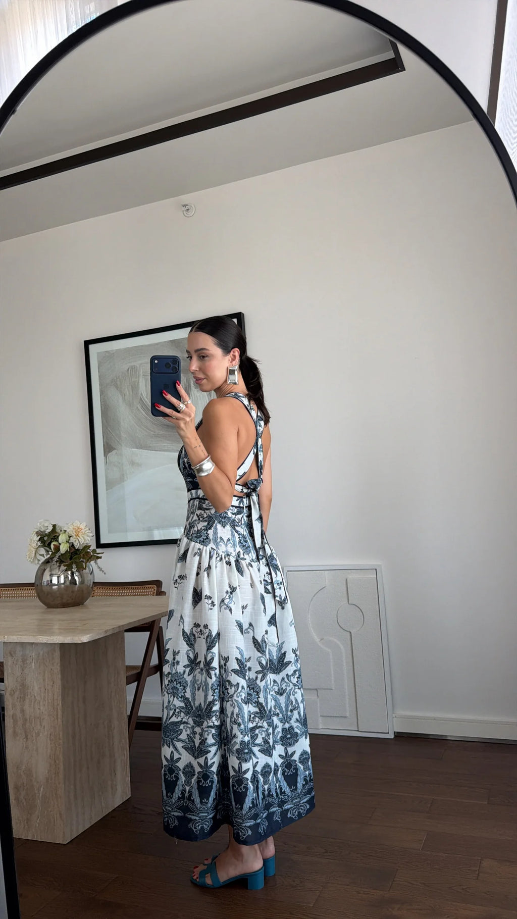 Patterned Navy Dress