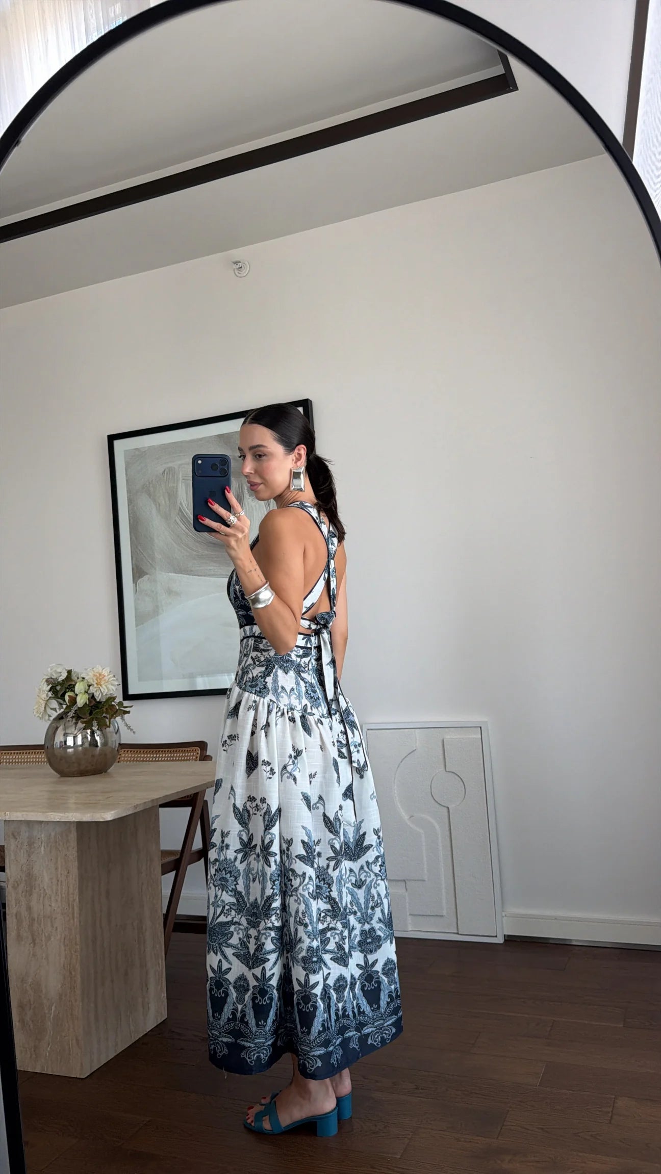 Patterned Navy Dress